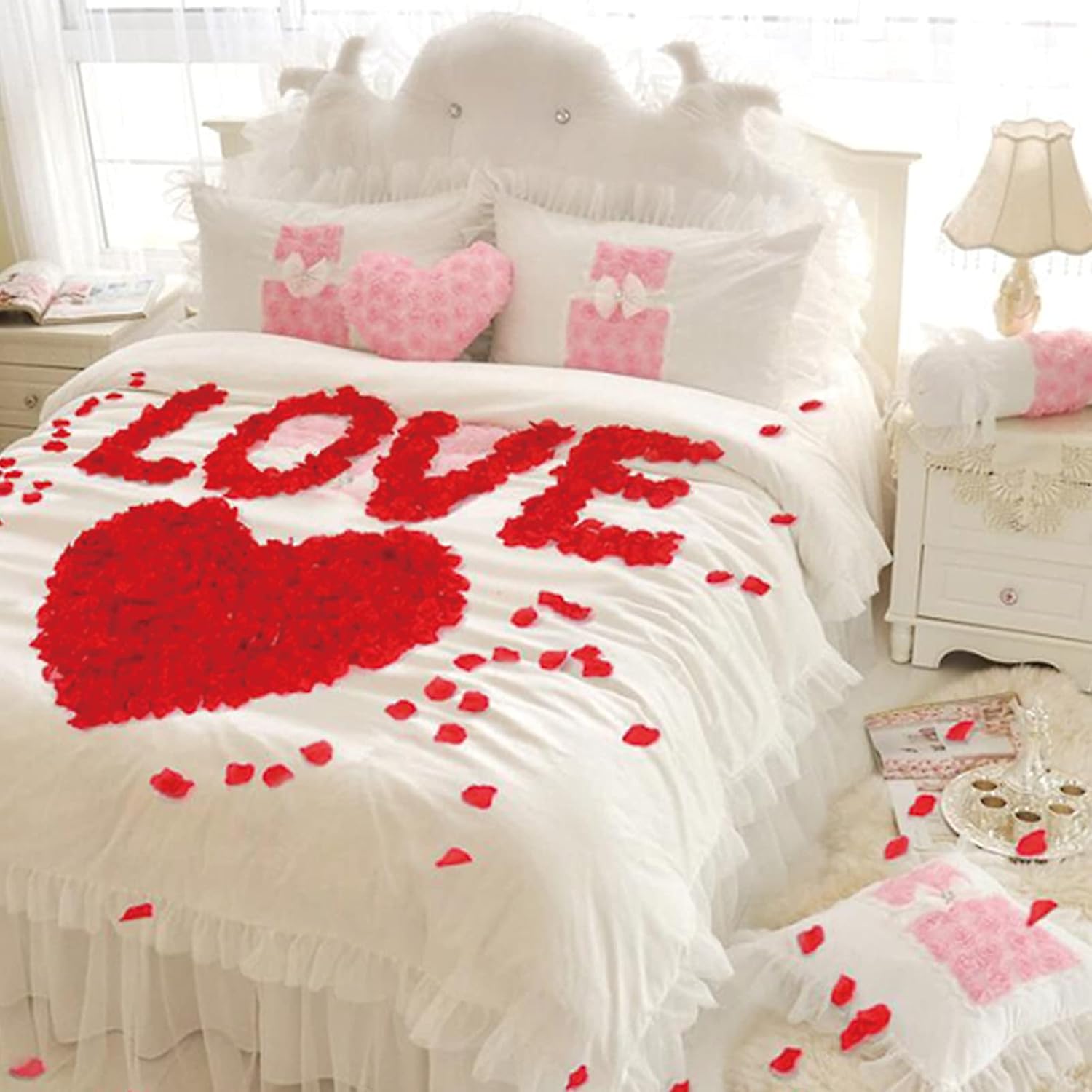 1200 stück Künstliche Rosenblätter, Deko Rosenblätter Rot, Rosenblätter Künstlich - Hochzeit, Valentinstag, Den Tischaufsatz, Geburtstag, Romantische Atmosphäre