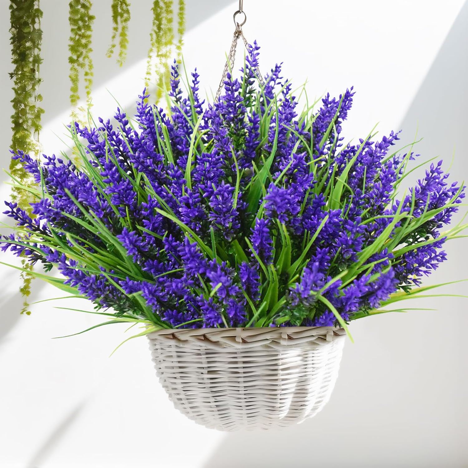 12 Bündel 35cm Kunstblumen wie Echt Künstliche Blumen Lavendel Outdoor Wetterfest Balkonpflanzen Frühling Plastikblumen Blumenstrauß für Draußen Balkonkasten Balkon Garten Deko