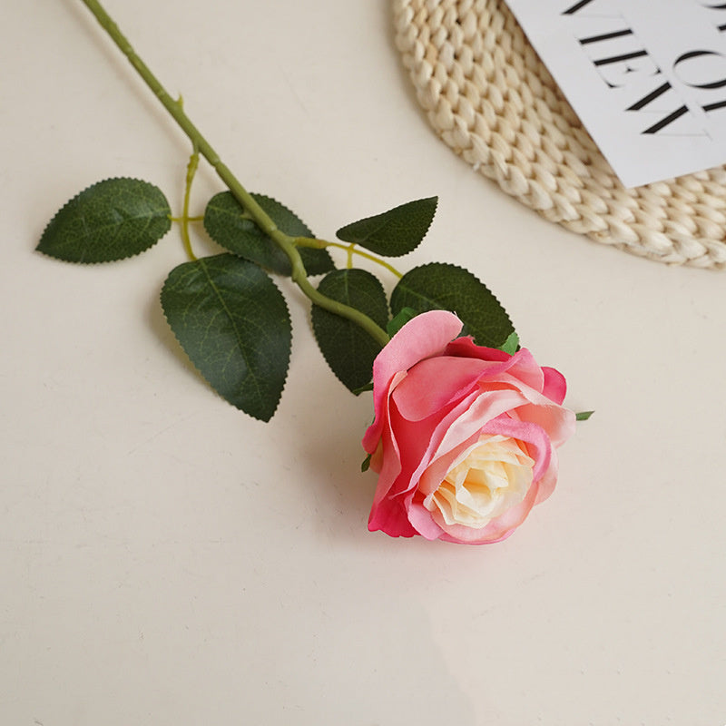 12 Stück Künstliche Rosen, Einzelne Langstielige Künstliche Dunkelrote Rosen, Realistische Kunstrosen für Hochzeitsdeko Brautsträuß Heiratsantrag Geburtstag Party Haus Garten Decor