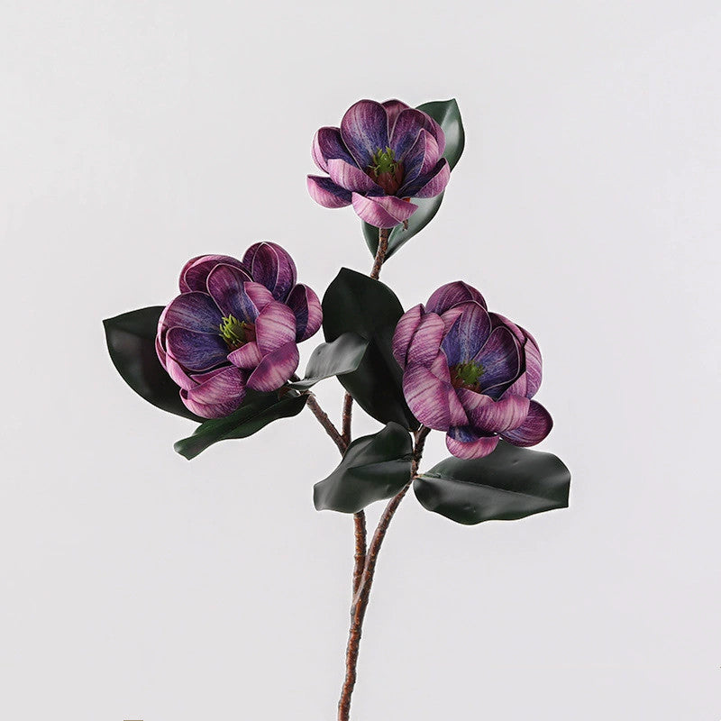 Künstliche Magnolie 70 cm, 3 große Blüten, Realistischer Dekozweig aus – kunstblumenshop