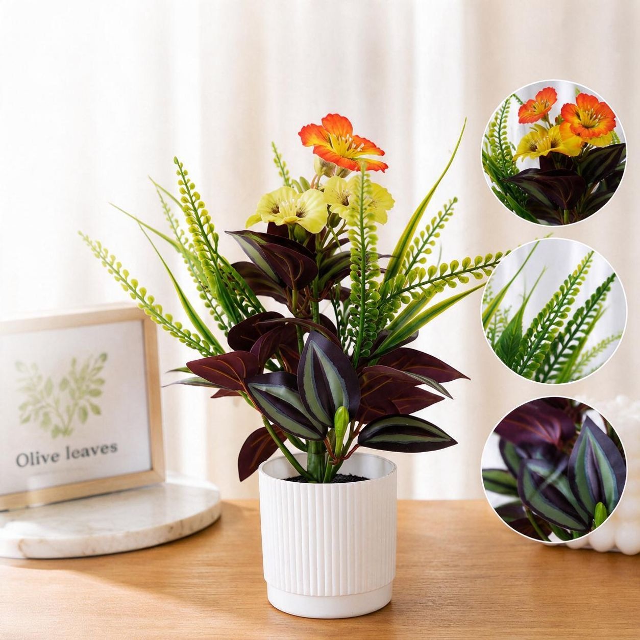 Künstliche Zimmerpflanzen, Set mit Teufelsauge und Balsamine, 29 cm, K – kunstblumenshop