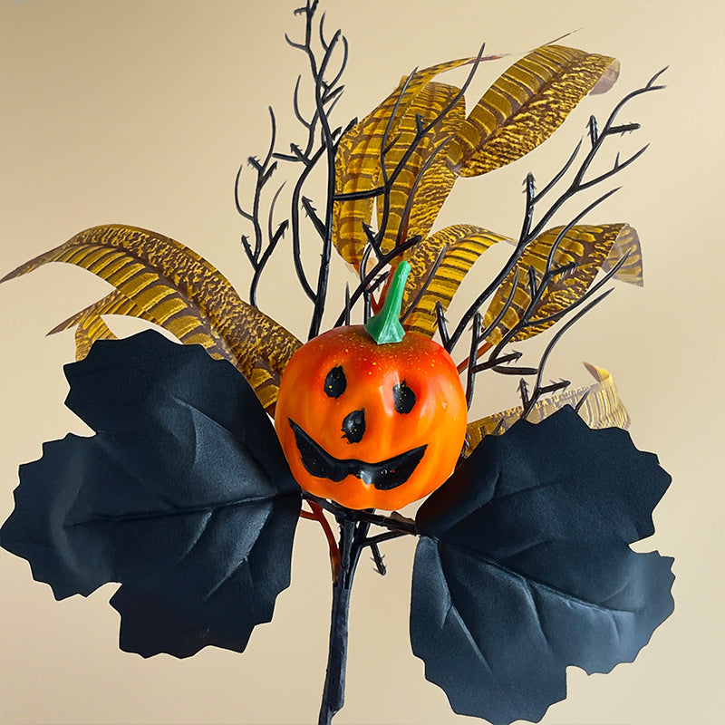 47 cm schwarzer Dekorations-Kürbis mit Rosen – für Halloween