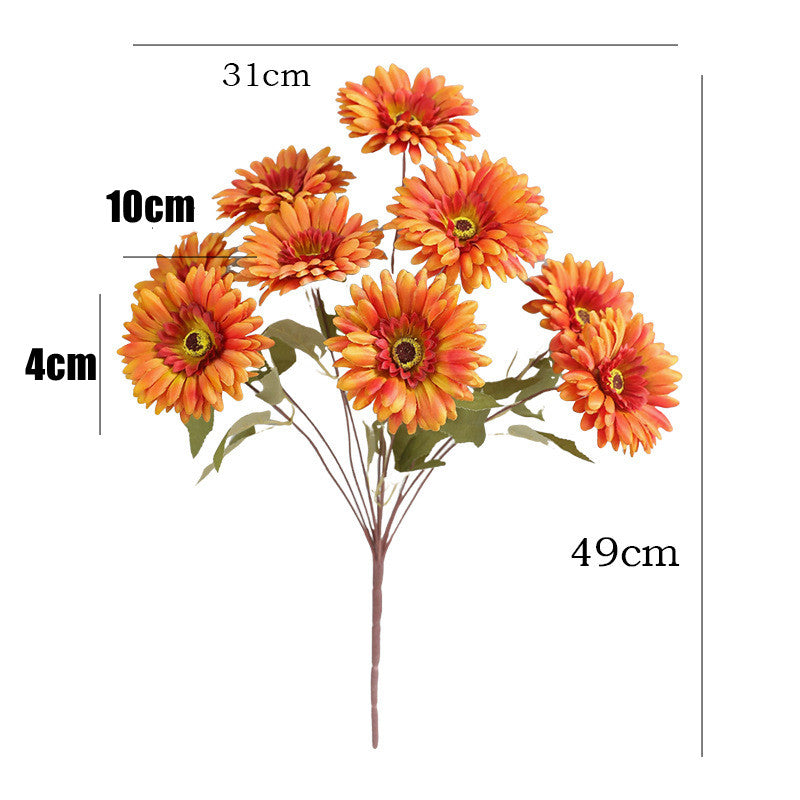 49cm künstlicher Gerbera-Busch – 9 Stiele für Herbst- und Winterdekoration