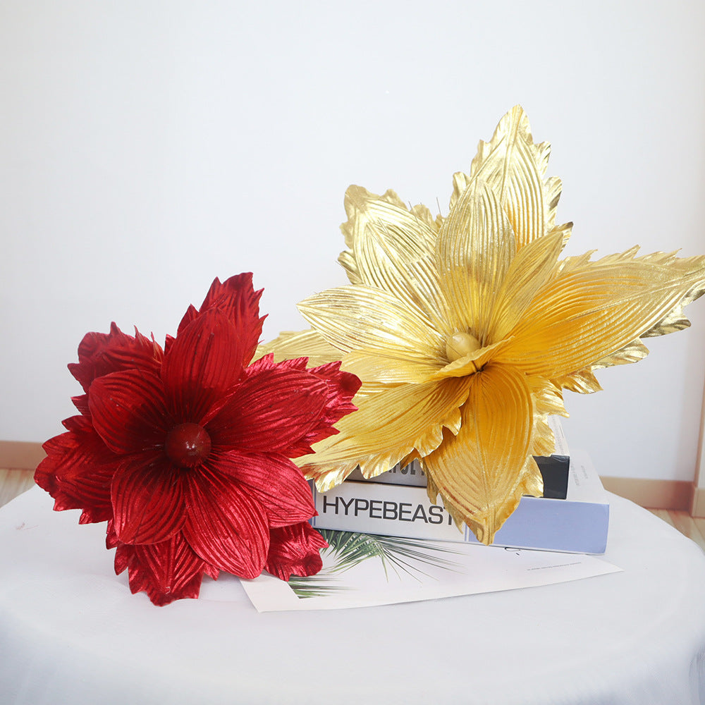 50 cm Große Künstliche Poinsettie Weihnachtsblumen Weihnachtsbaumschmuck für Festliche Dekoration