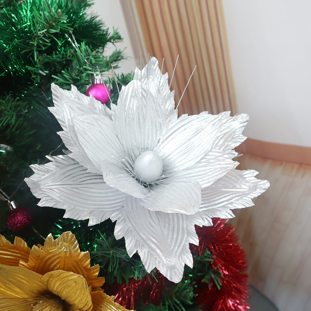 50 cm Große Künstliche Poinsettie Weihnachtsblumen Weihnachtsbaumschmuck für Festliche Dekoration