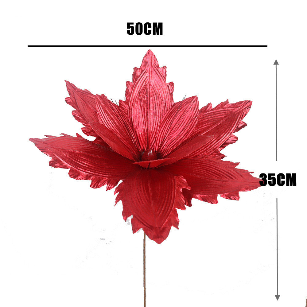 50 cm Große Künstliche Poinsettie Weihnachtsblumen Weihnachtsbaumschmuck für Festliche Dekoration