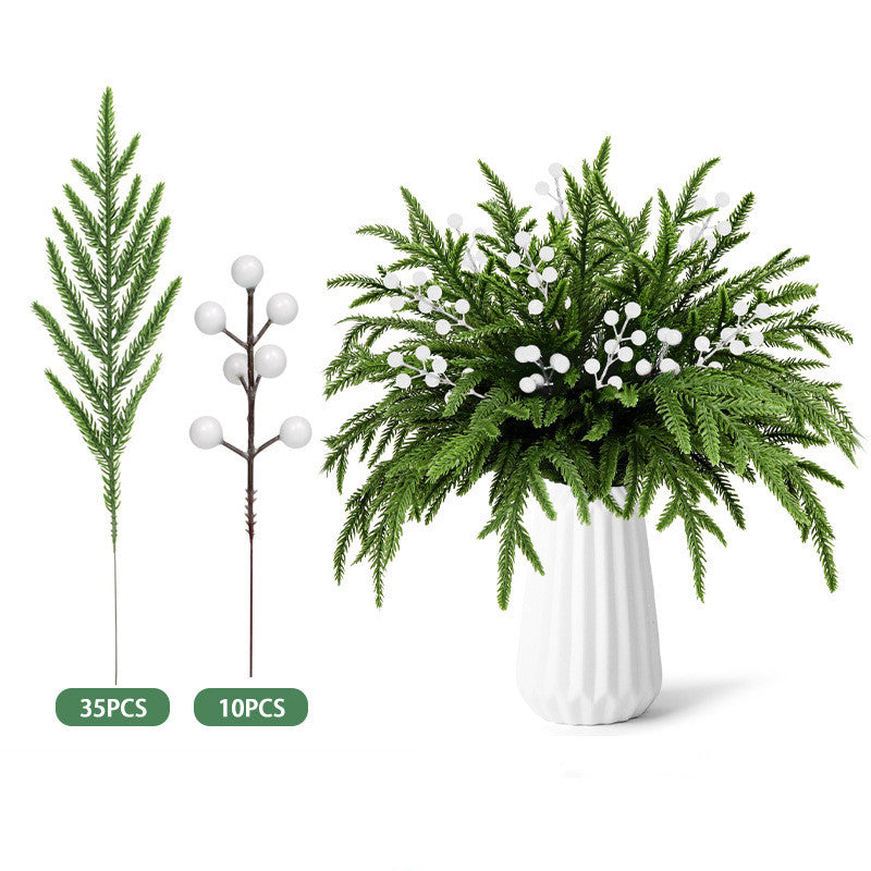 Künstliche rote Beerenstängel und Weihnachts-Tannennadeln für DIY-Weihnachtsgirlanden, Kränze, Weihnachtsblumenarrangements und Dekorationen