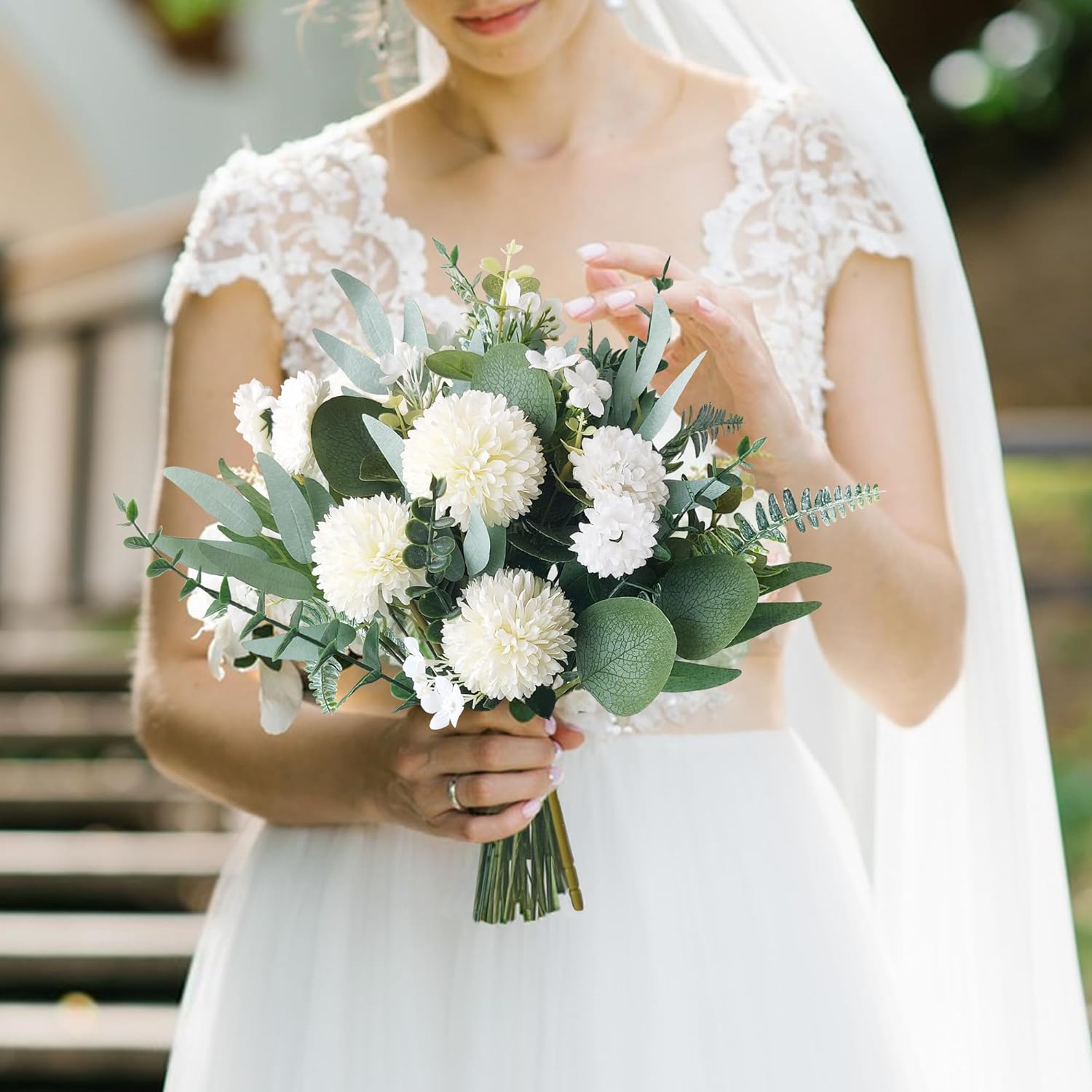 55 Stück Künstliche Zweige & Kunstblumen, Weiß Blumen Blätter Künstlich Dekozweige, Kunst Blumen Kunstblumenstrauss Eukalyptus Hortensien für DIY Blumenstrauß Brautstrauß Hochzeit
