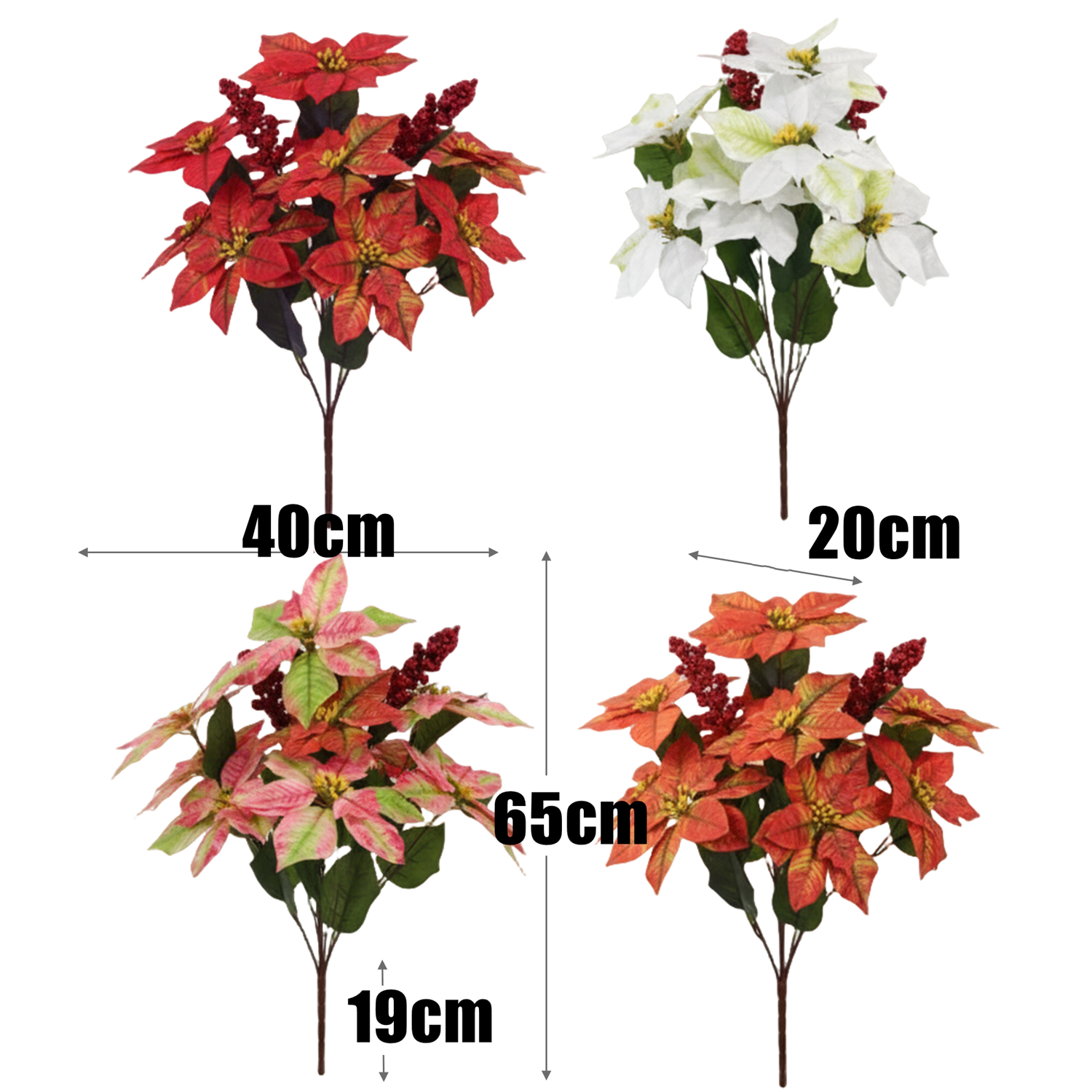 65 cm Große Künstliche Glitzer-Retro-Poinsettie – Weihnachtsdekoration
