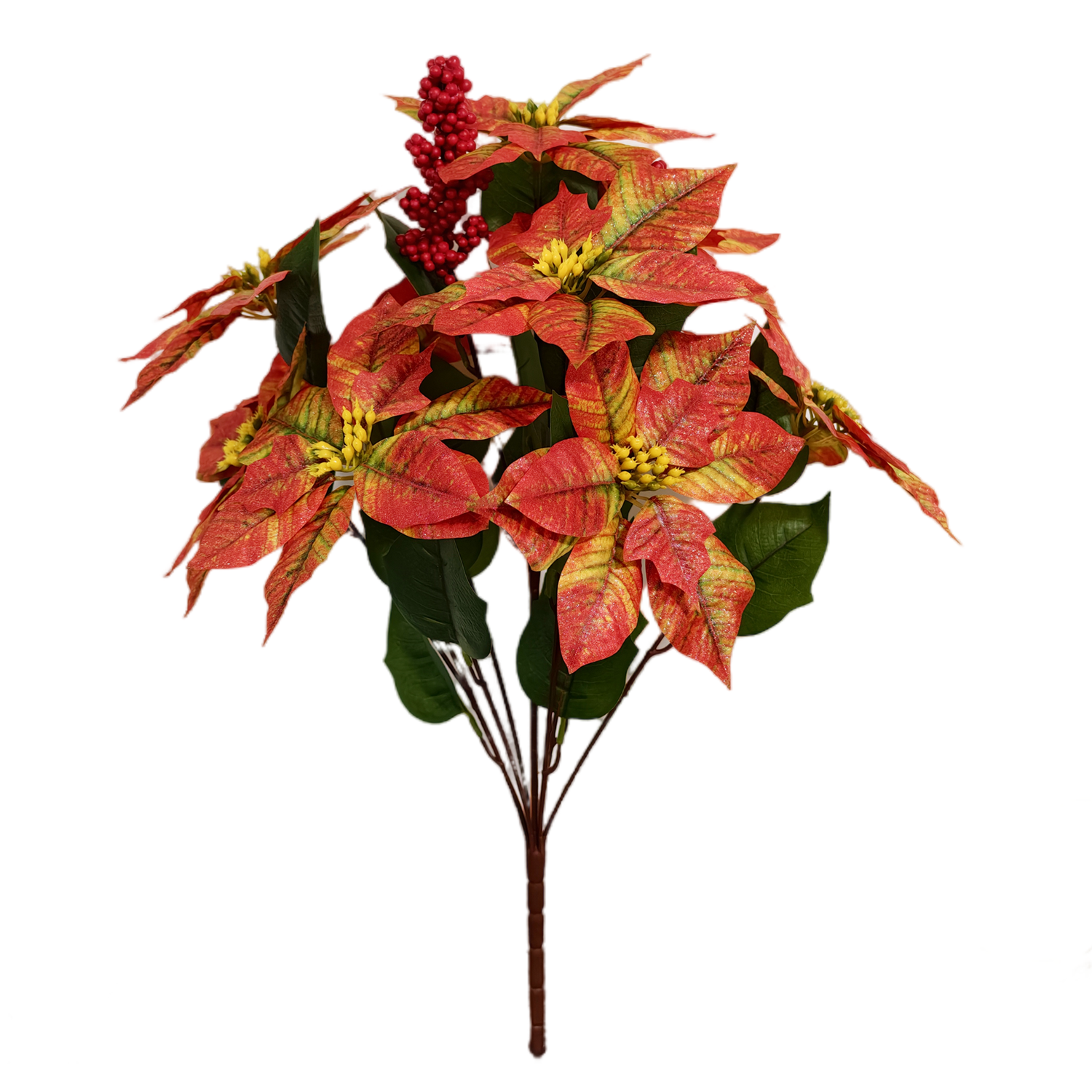 65 cm Große Künstliche Glitzer-Retro-Poinsettie – Weihnachtsdekoration