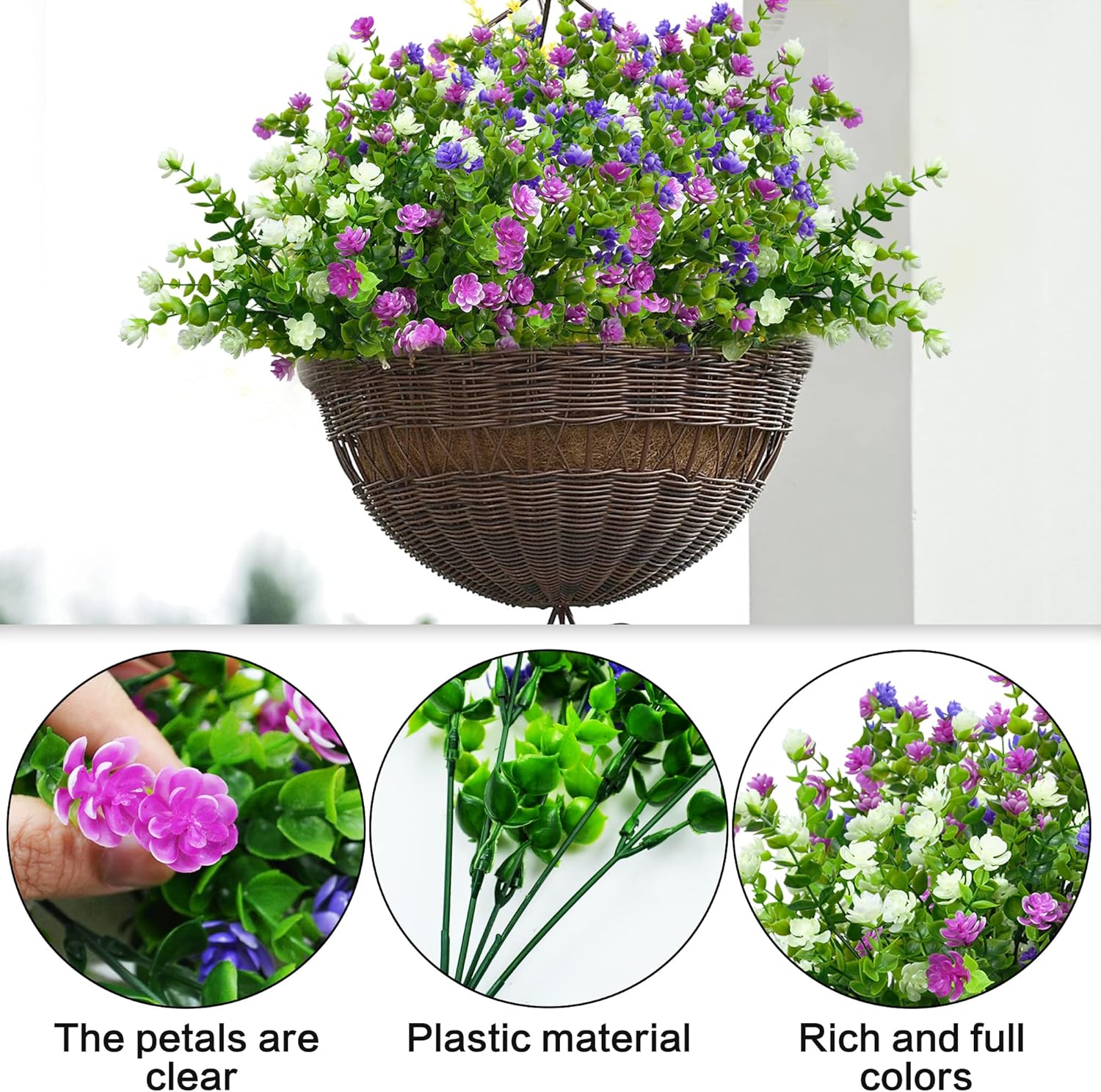 35cm 6 Bündel Künstliche Blumen Balkon Kunstblumen Wetterfest Kunstpflanzen Außen Blumenstrauß Pflanzen UV-beständig Balkonpflanzen wie echt für Balkonkasten Innen Außenbereich Outdoor
