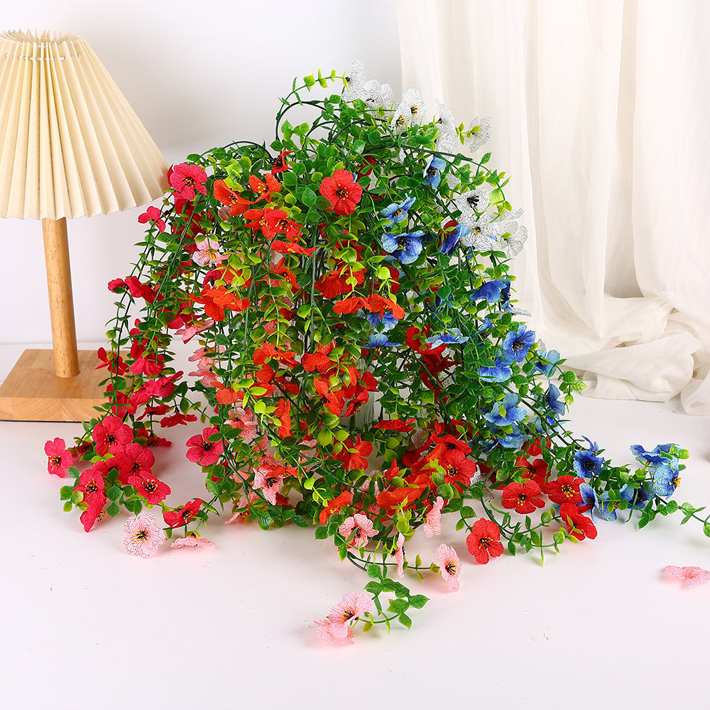 75 cm künstliche Violeen Veilchen - wandhängende Pflanzenranke Kunstpflanzenranke für Wanddekor