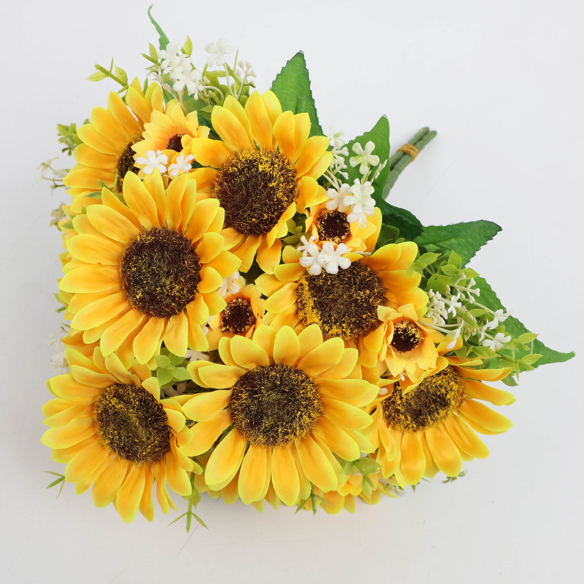 9 Bündel künstliche Sonnenblumen – UV-beständige künstliche Blumen für Zuhause, Vorhalle, Terrasse, Balkon, Garten, Hochzeit, Party und Büro