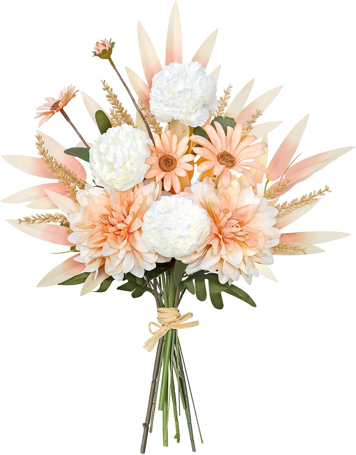 Natürlich Aussehender Kunstblumenstrauß mit Dahlien & Pfingstrosen – Wetterfeste Seidenblumen für Hochzeitsdekoration, Wohnzimmer & Büro | UV-beständig & Biegsame Stiele