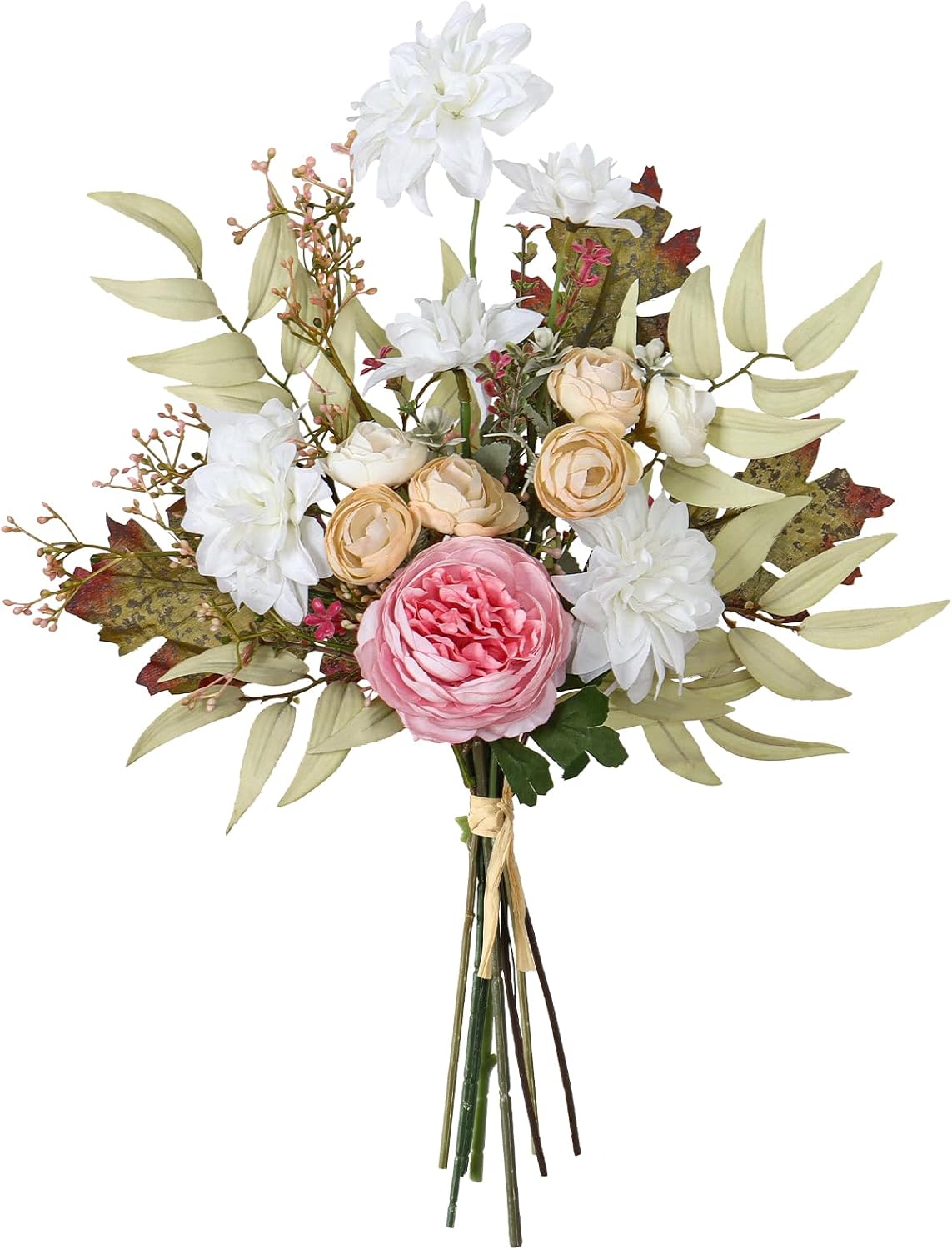 Hochwertiger Kunstblumenstrauß mit Grünen Dahlien – Natürlich Aussehende Kunstblumenarrangements für Hochzeitstische, Wohnzimmer & Bürodeko | Langlebig & Pflegeleicht