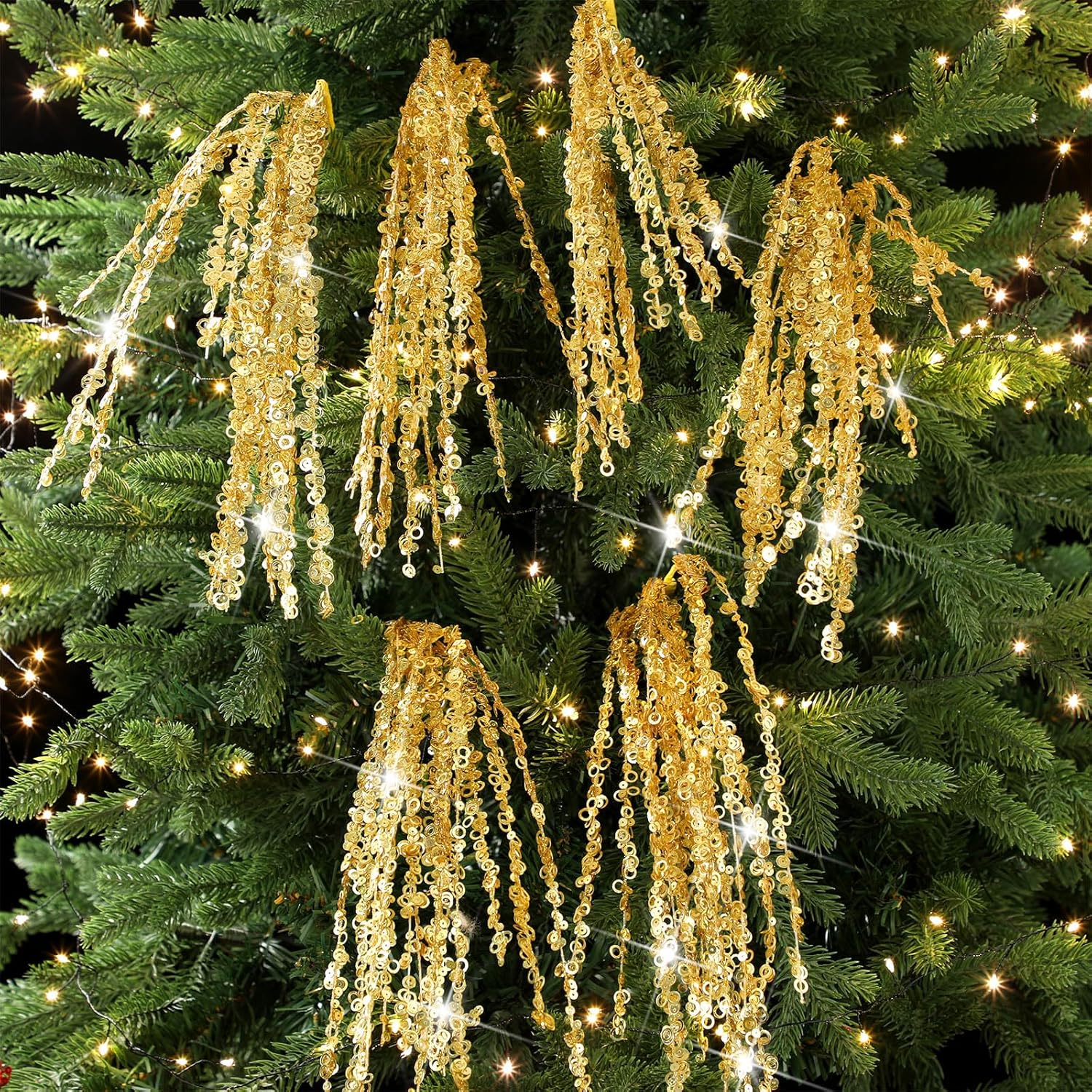 53 cm Glitzernde Weihnachtsbaum-Picks und -Sprays sowie Glitzer-Strasszweige