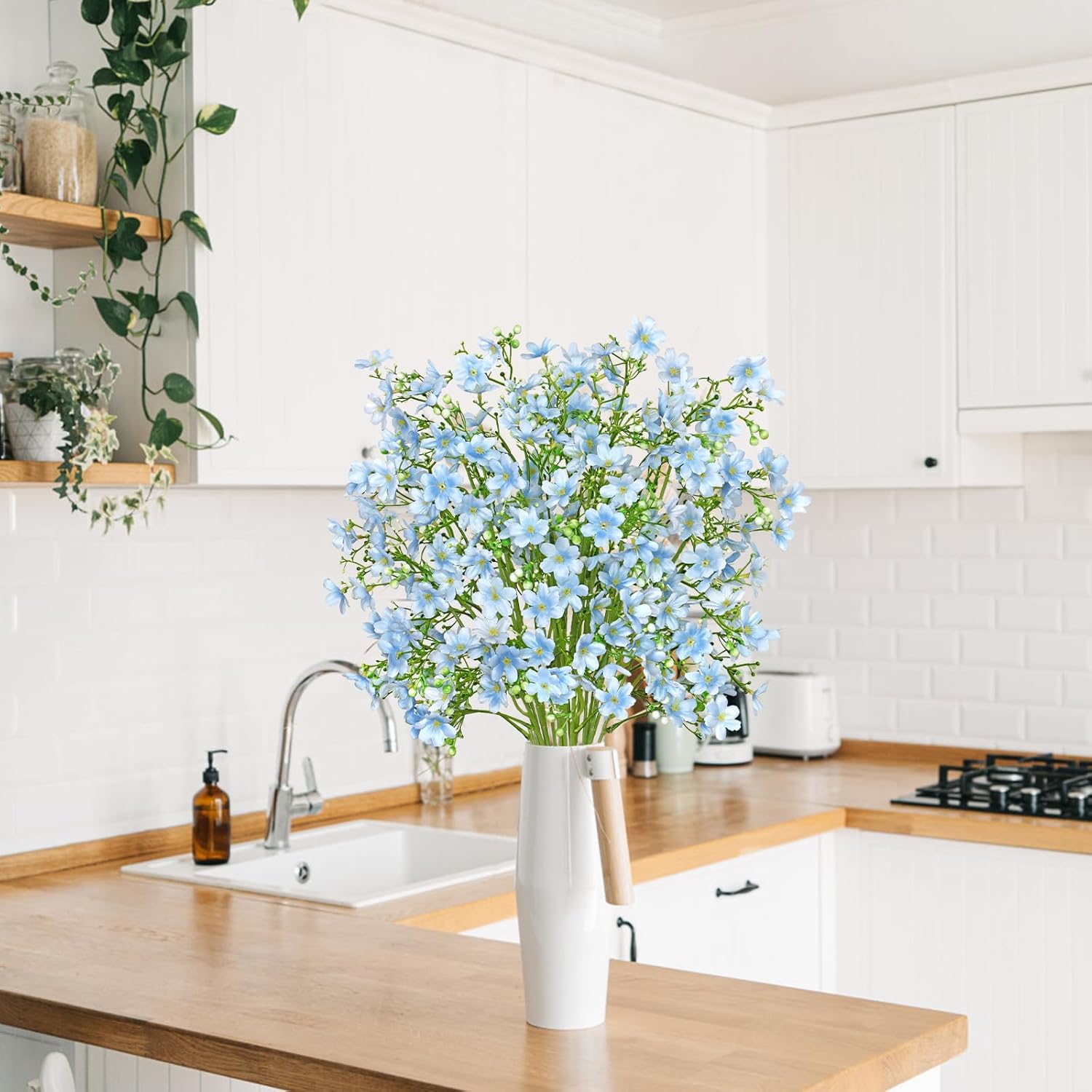 67CM 8 Bündel Lebensecht Langlebig Pflegeleicht Daphne Künstliche Blumen Seidenblumen Kunstblumen für Balkon, Garten und Outdoor-Deko