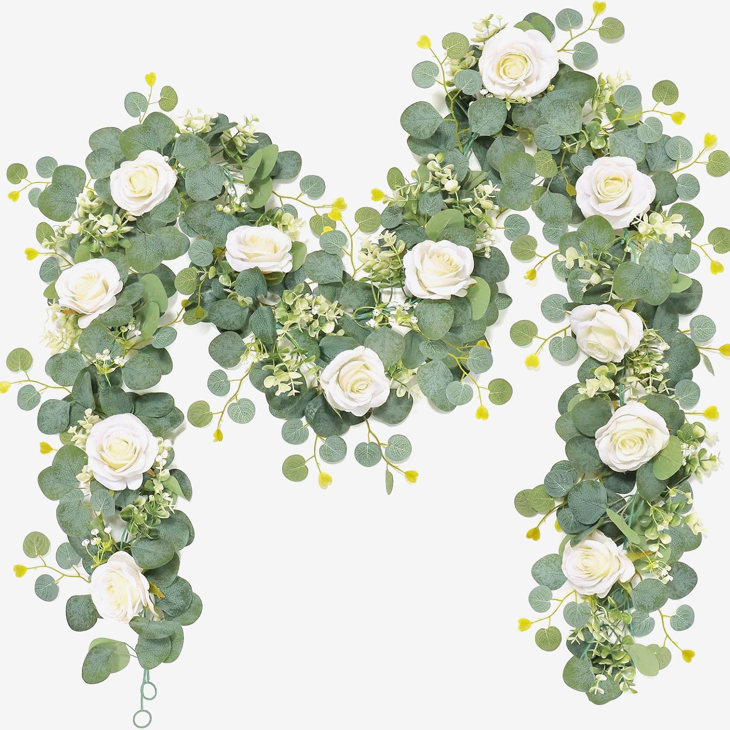 2PCS 1.7m Künstliche Blumengirlande Eukalyptus Girlande mit Pfingstrosen Künstlich Blumengirlande Deko Kunstblumen Seidenblumen Frühling Girlande für Outdoor Indoor Hochzeit