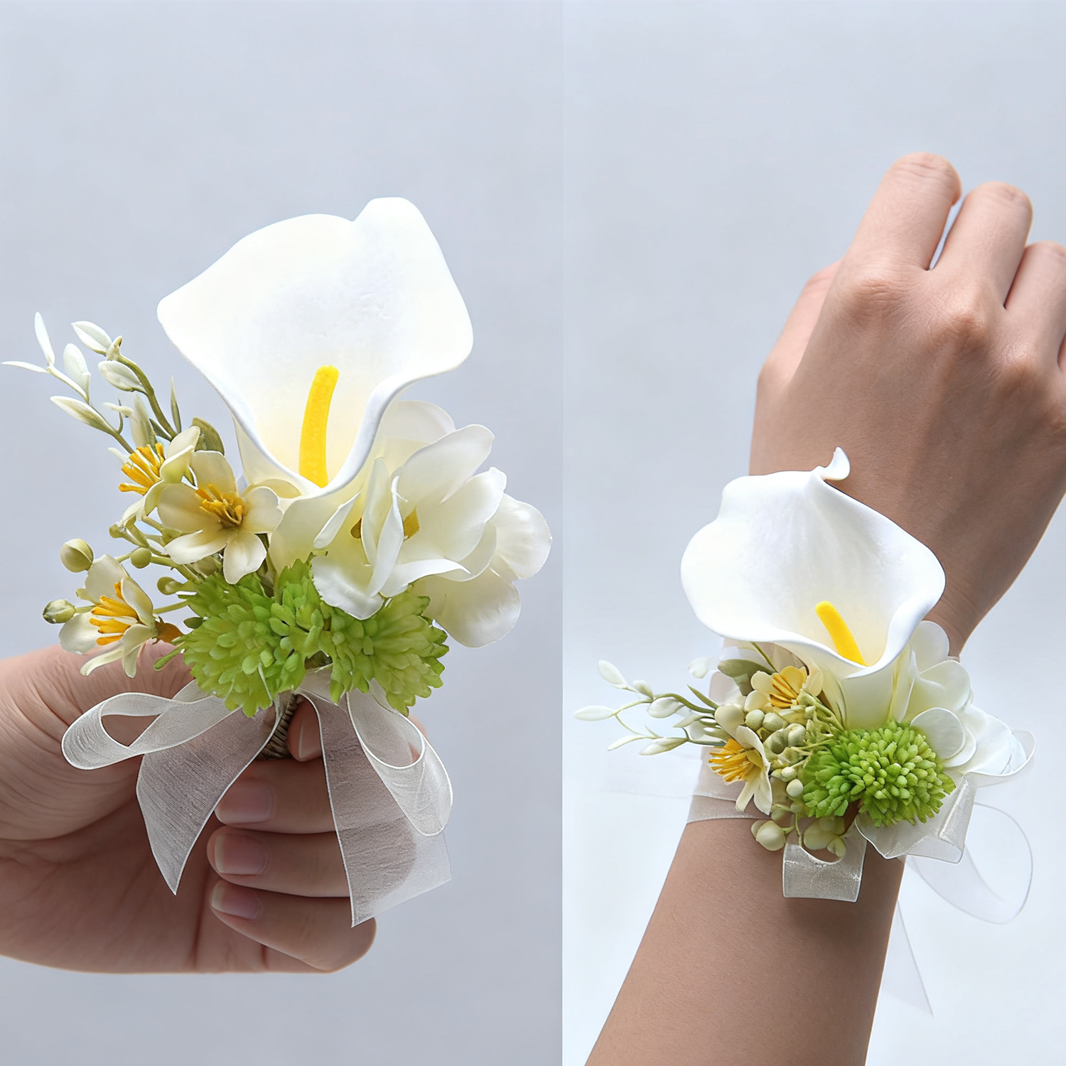 Künstliche Calla-Lily Corsage- und Boutonniere-Set für Hochzeiten