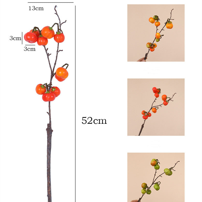 52 cm Künstliche Geld-Glücksbeeren & Mini-Kürbis Zweige - Herbstdeko für Tisch, Türkranz und Zuhause