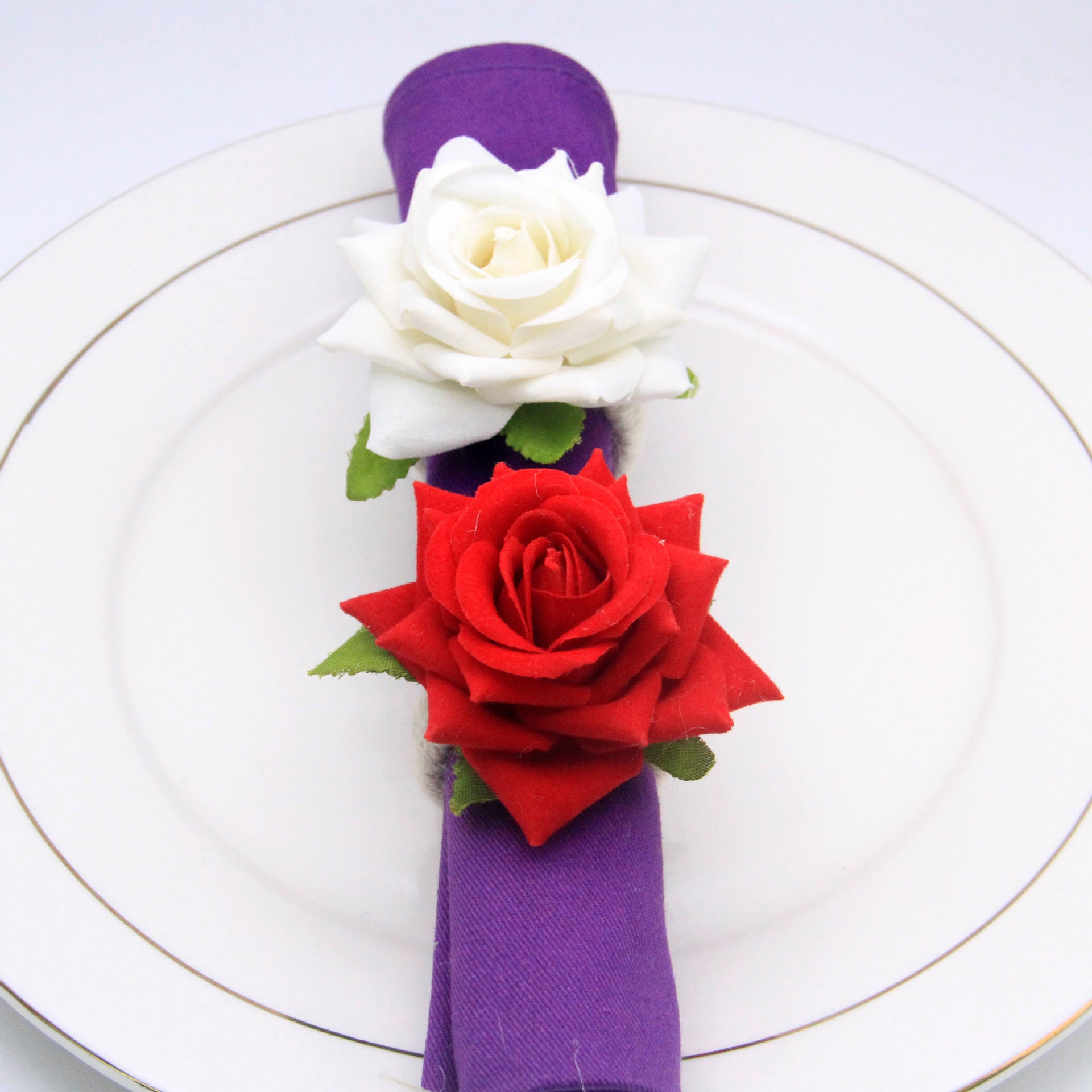 Künstliche Rosen-Serviettenringhalter für Weihnachten, Hochzeiten, Valentinstag, Party sowie tägliche Haushalts- und Tischdekoration