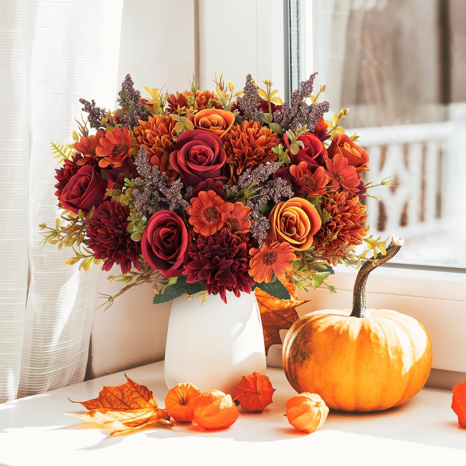 34 cm Künstliche Herbstblumen 2 Bündel Künstlich Herbststrauß Herbstbl – kunstblumenshop