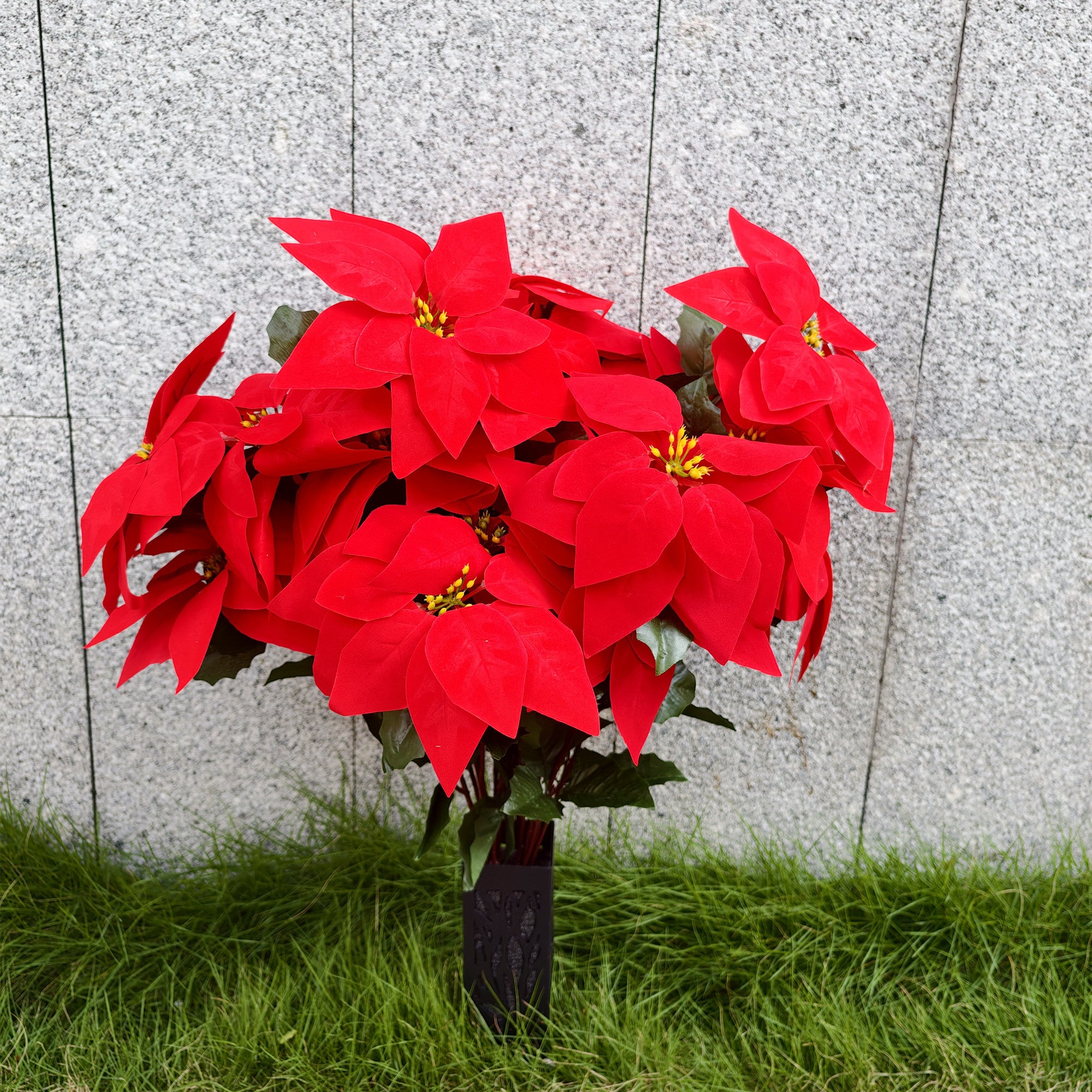60 cm Weihnachtsdekoration Künstliche Friedhofsblumen Poinsettie mit V –  kunstblumenshop