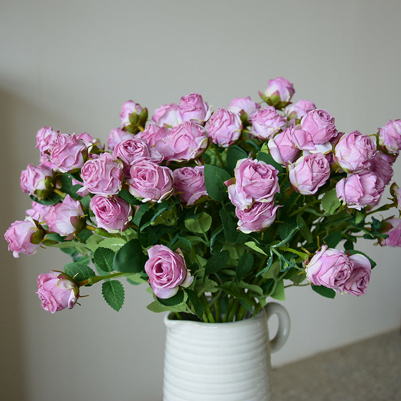 43 cm Lebensechte künstliche Mini-Rosen mit verbrannten Rändern: Heim- & Hochzeitsdekoration & DIY