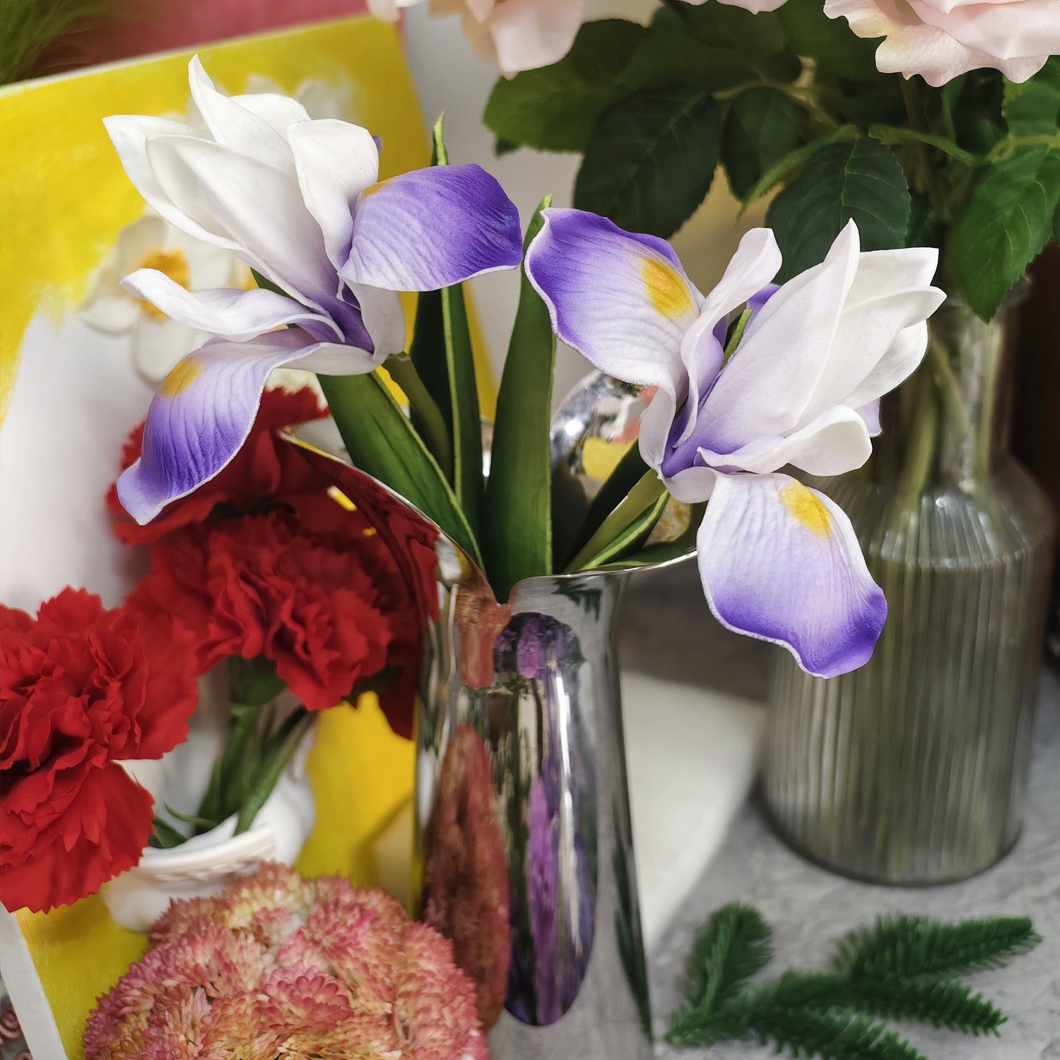 33 cm Zwei Stiele künstlicher Schwertlilien zur Heiratsdekoration zu Hause