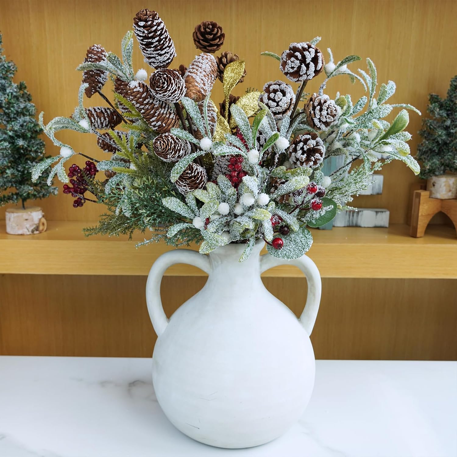 6pcs 32 cm Weihnachtliche Blumenstiele und -spitzen