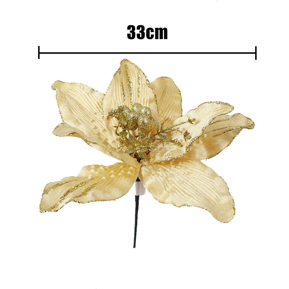 33 cm Große Künstliche Poinsettie Weihnachtsblumen Weihnachtsbaumschmuck für Festliche Dekoration