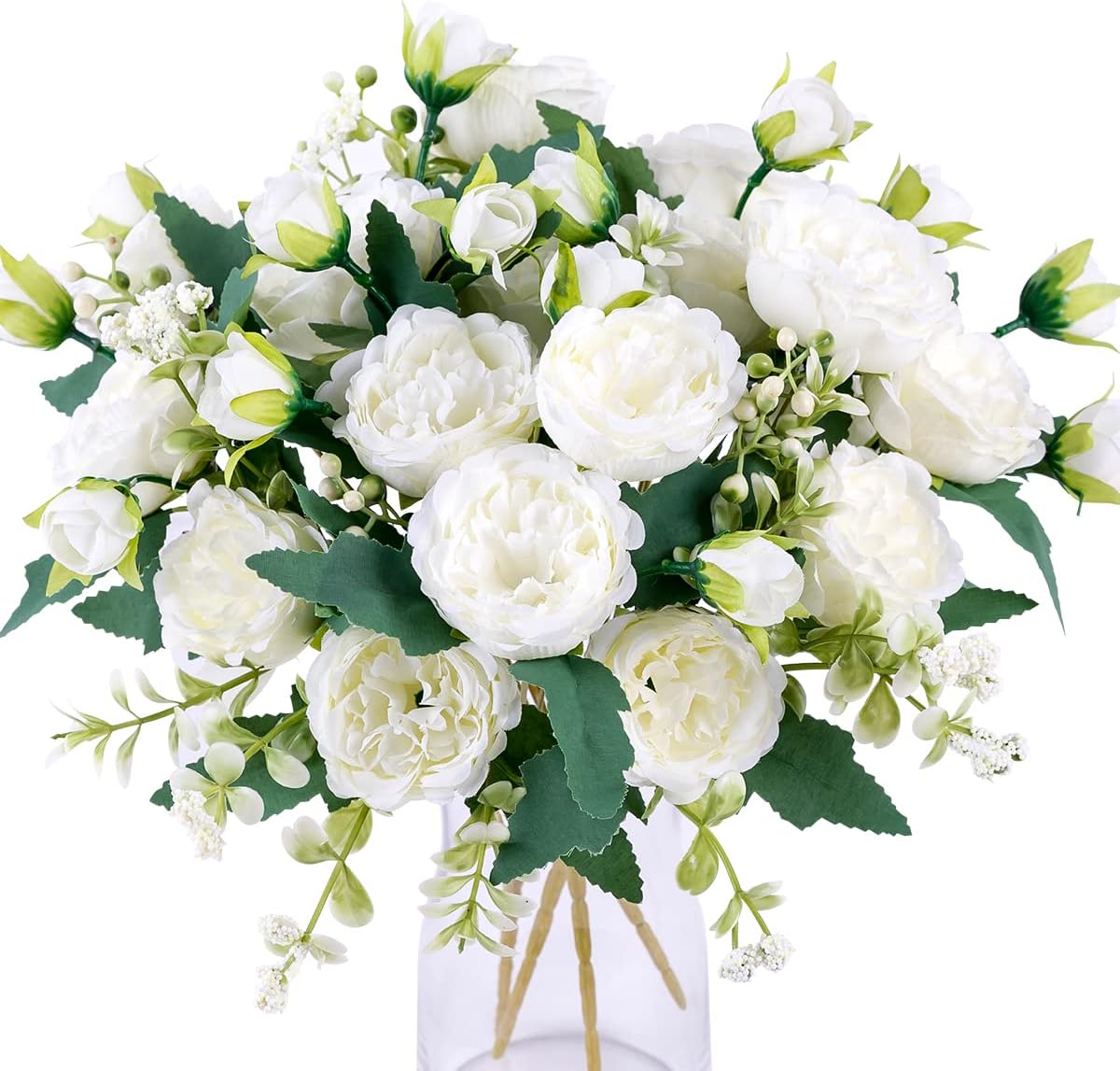 Natürlich Aussehende Seiden-Pfingstrosen Sträuße – 4er Set für Hochzeitstische, Home Decor & Küchendekoration | UV-beständig & Pflegeleicht