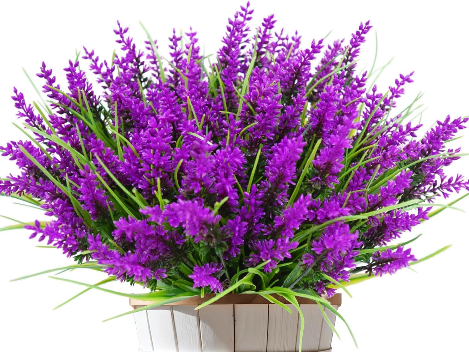 12 Bündel 35cm Kunstblumen wie Echt Künstliche Blumen Lavendel Outdoor Wetterfest Balkonpflanzen Frühling Plastikblumen Blumenstrauß für Draußen Balkonkasten Balkon Garten Deko