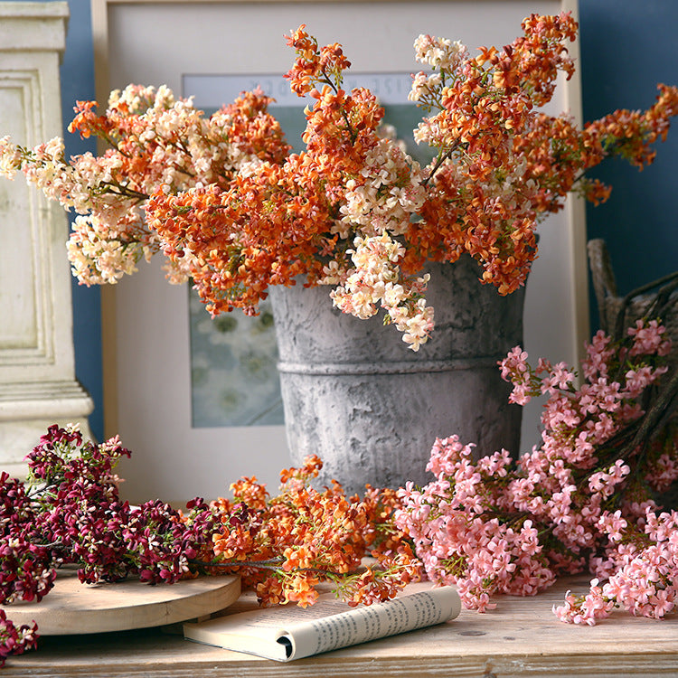 70 cm künstliche Fliederblüten in retro-herbstlichen Tönen