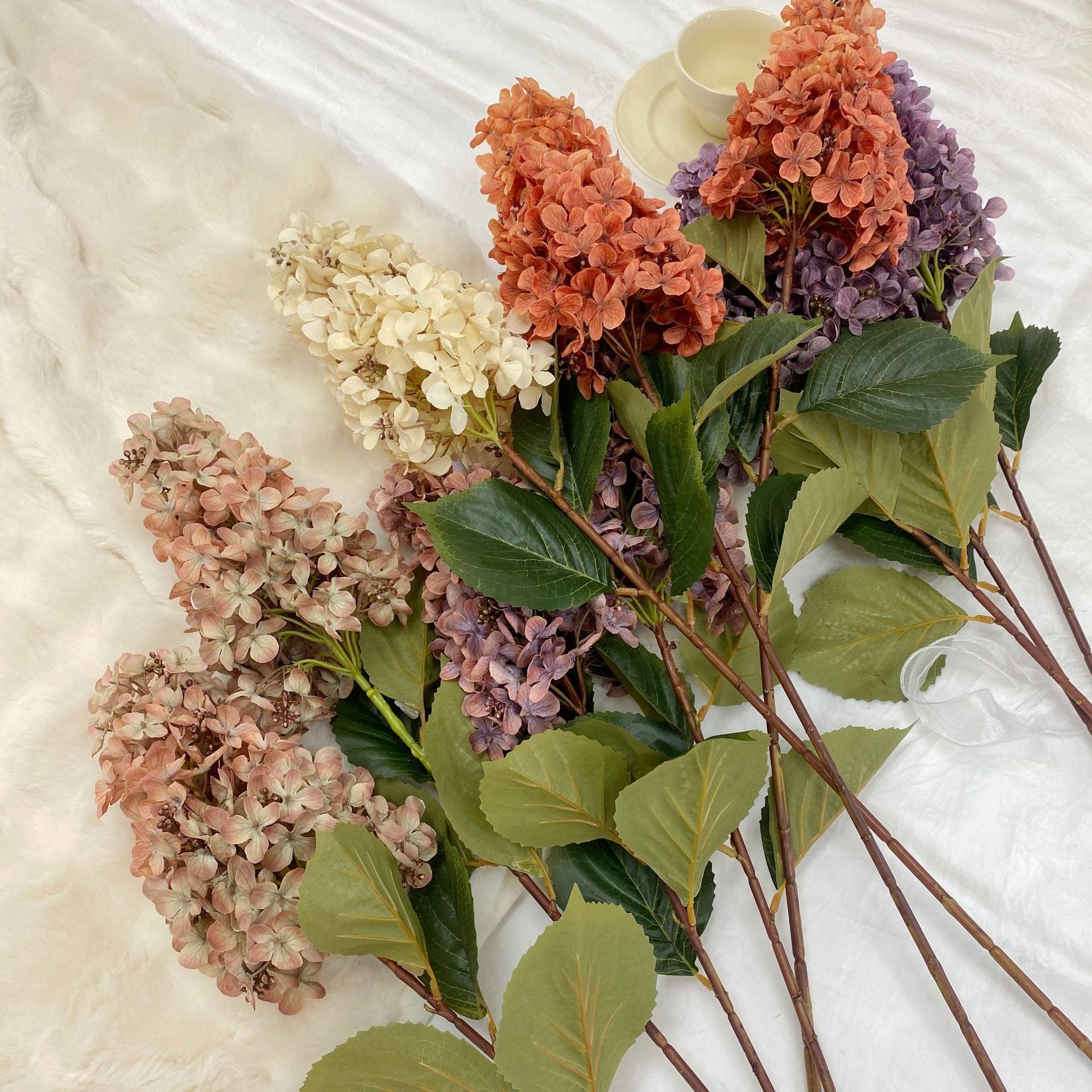 80 cm Künstliche Hortensien in Herbstfarben Herbst- & Winter-Wohnungde – kunstblumenshop