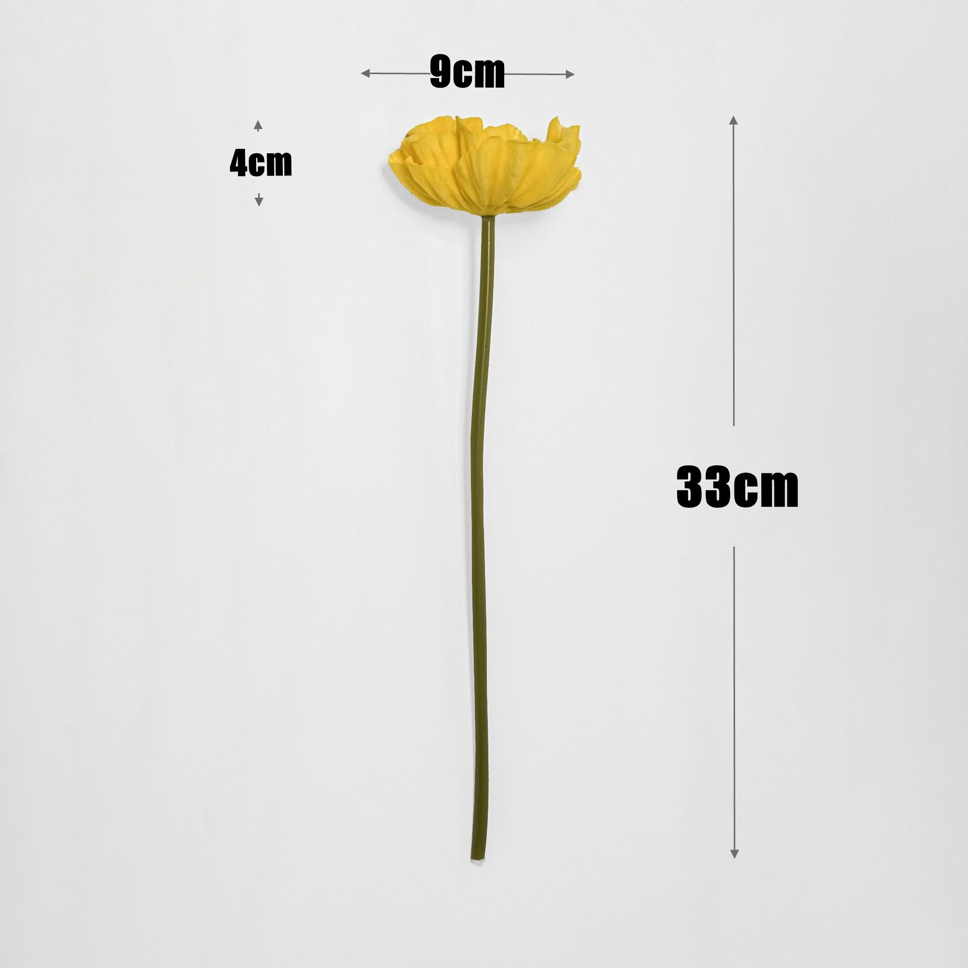 12 Stück 34 cm lange künstliche Mohnblumenstängel aus PU – mit echthaftem Touch