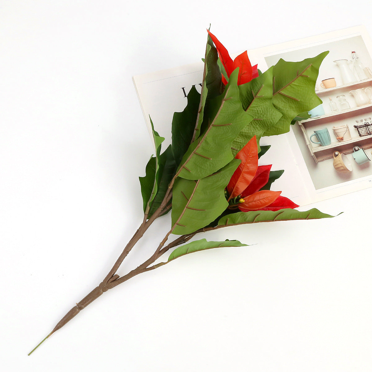 50 cm künstliche Poinsettie-Stiele mit realistischem Griffgefühl