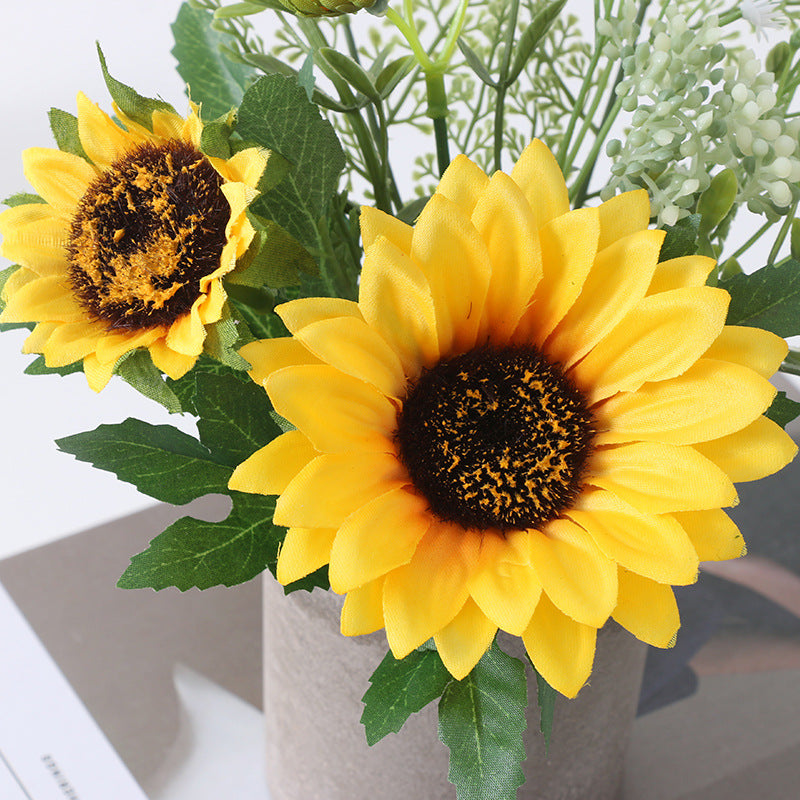 25 cm künstliche Sonnenblumen im Topf – Gelbe Kunstblumen für Heim, Badezimmer, Küche