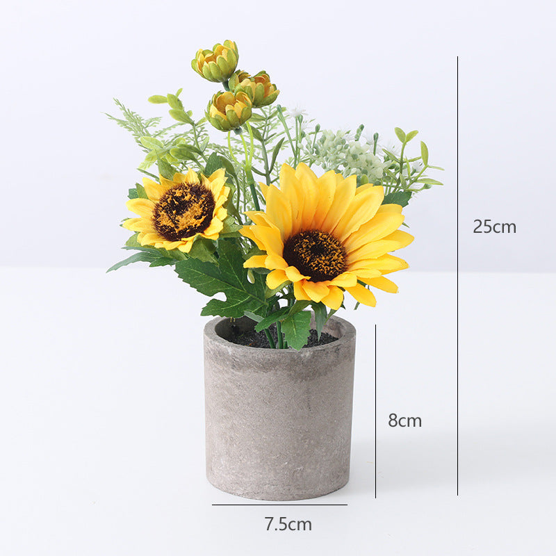 25 cm künstliche Sonnenblumen im Topf – Gelbe Kunstblumen für Heim, Badezimmer, Küche