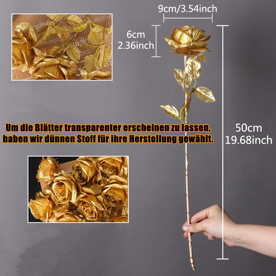 50 cm künstliche goldene Rosen für Hochzeitsdekoration, Feierlichkeiten & Feste, Hausdekoration sowie Geschäftsräume