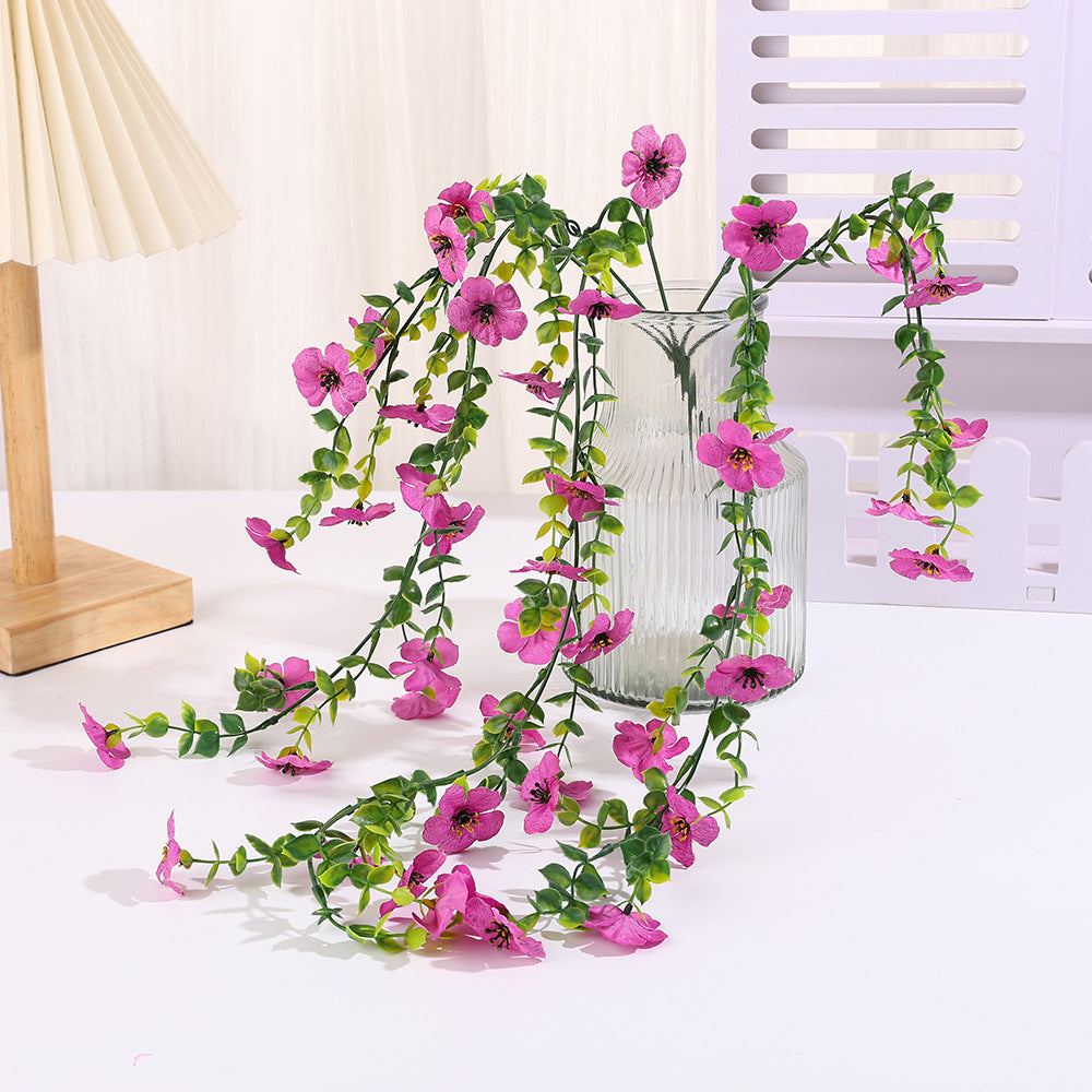 75 cm künstliche Violeen Veilchen - wandhängende Pflanzenranke Kunstpflanzenranke für Wanddekor