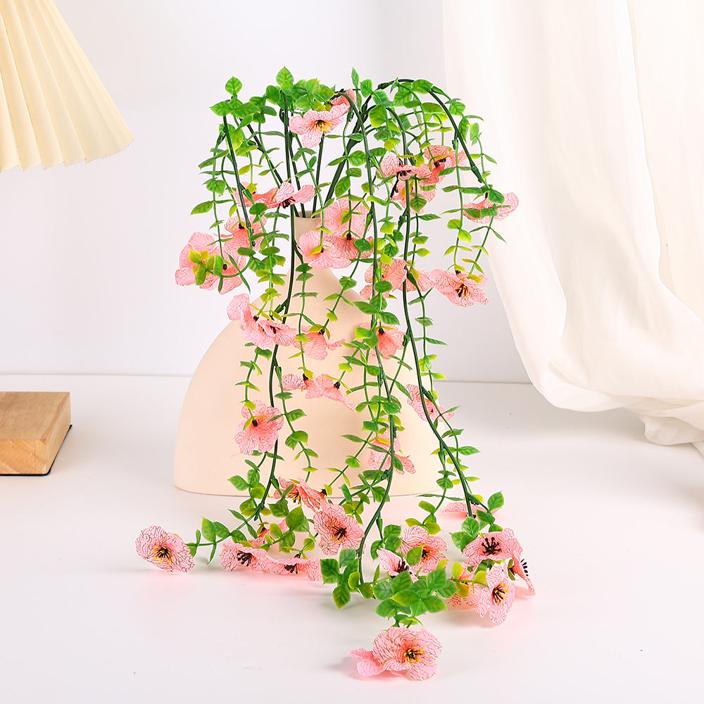 75 cm künstliche Violeen Veilchen - wandhängende Pflanzenranke Kunstpflanzenranke für Wanddekor