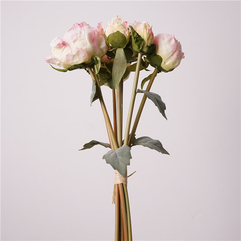 37 cm Künstlicher Pfingstrosenstrauß mit gebrannten Rändern zur Herbst-Winter-Dekoration