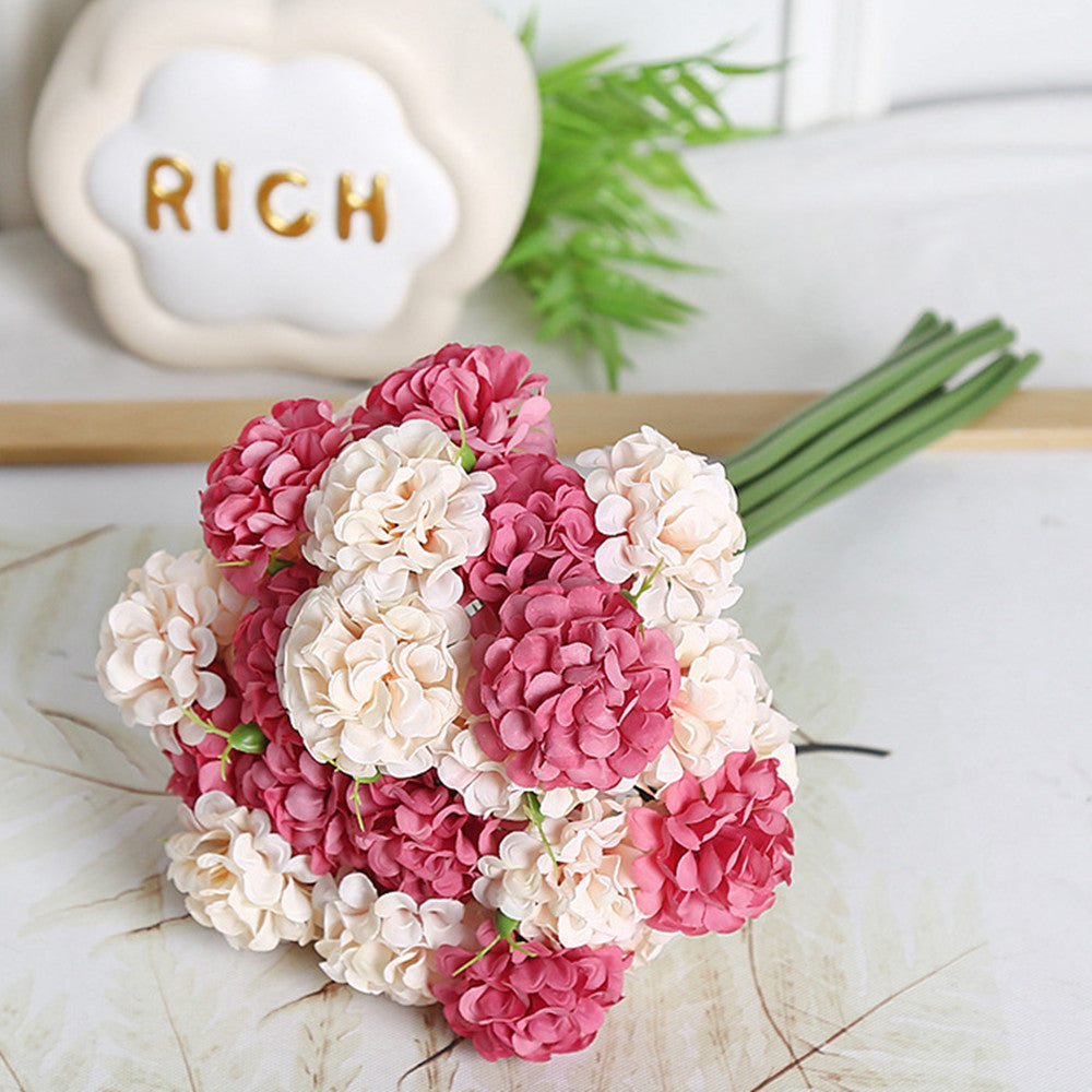 30 cm Künstliche Blüten 27 Blütenköpfe Ölmalerische Hydrangeen-Handstrauße