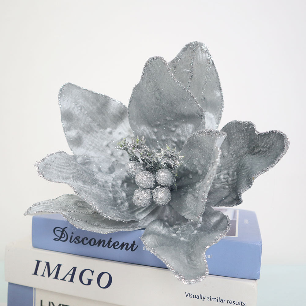 33 cm Große Künstliche Poinsettie Weihnachtsblumen Weihnachtsbaumschmuck für Festliche Dekoration