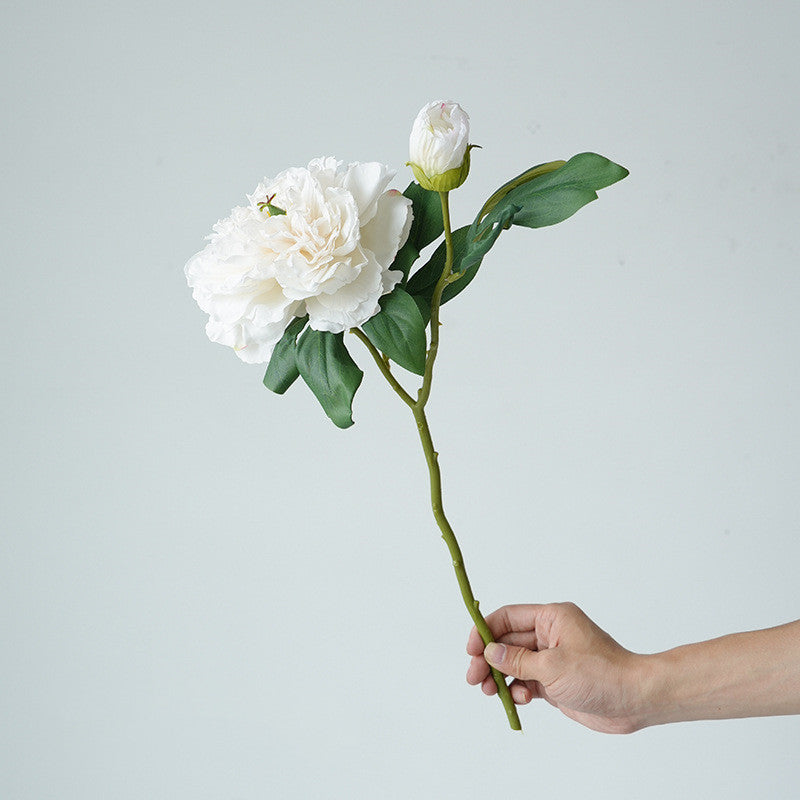 49 cm Künstliche Vintage-Blumen: Pfingstrosen mit gebrannter Ränderung