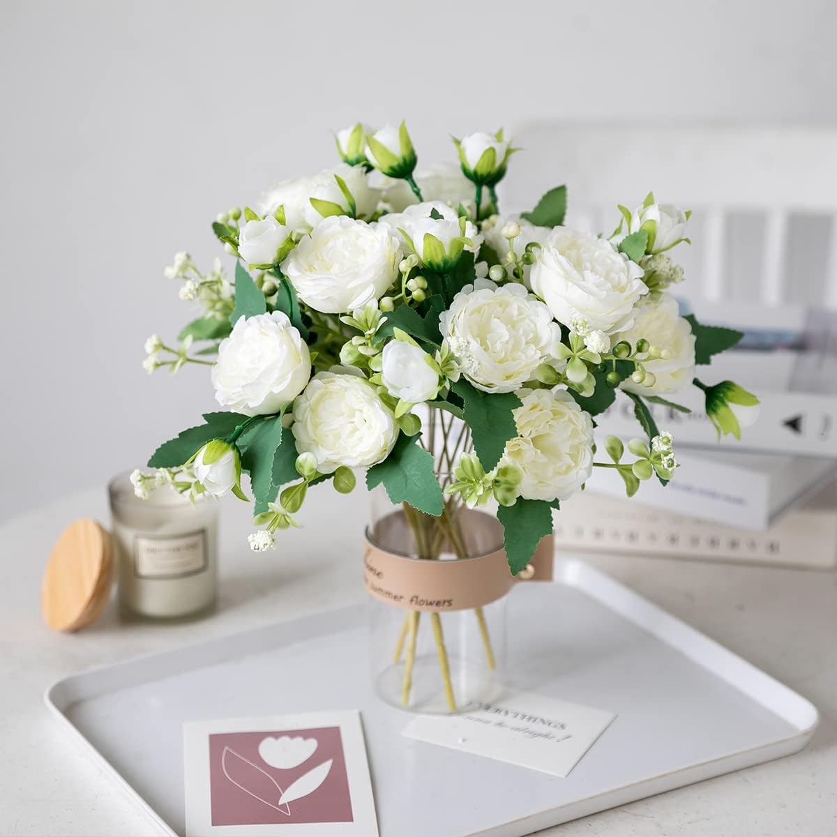 4er-Pack künstliche Pfingstrosen, 32 cm – Tischdekoration für Hochzeit –  kunstblumenshop