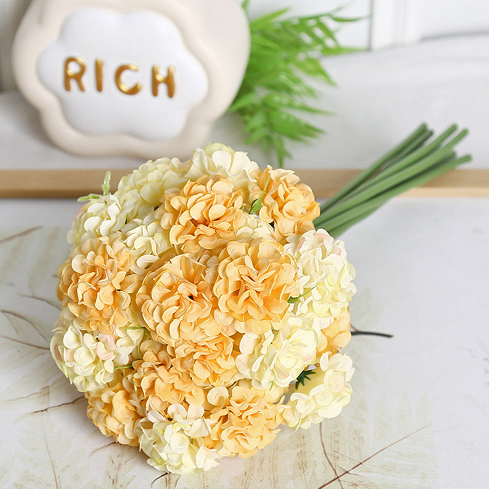 30 cm Künstliche Blüten 27 Blütenköpfe Ölmalerische Hydrangeen-Handstrauße