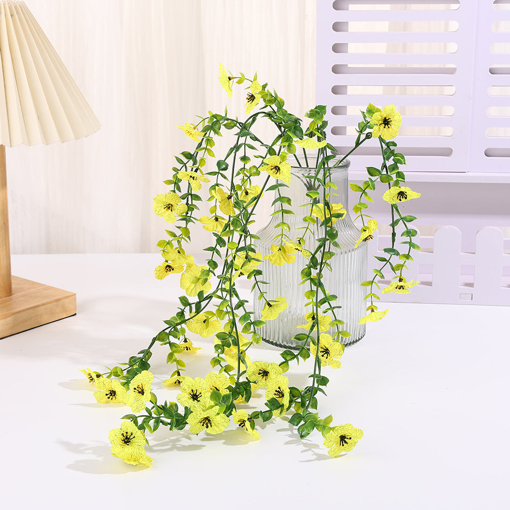 75 cm künstliche Violeen Veilchen - wandhängende Pflanzenranke Kunstpflanzenranke für Wanddekor