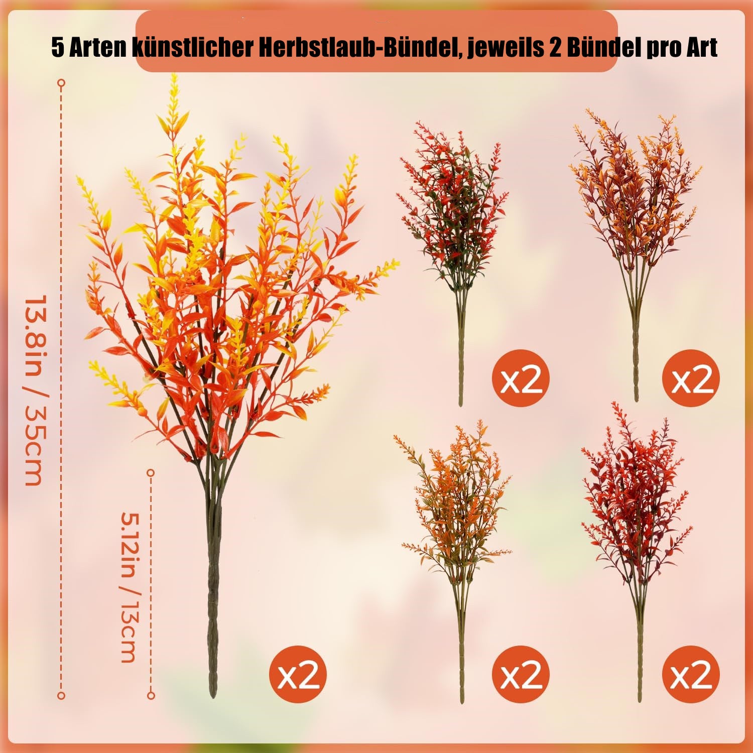 10 Bündel Herbstdeko Herbst Dekoration Kunstblumen Herbst Künstlich - Kunstblumen Autumn Deko Innen Outdoor, Herbstblumen Deko Herbstzweige Fall Decor Balkon Blumen für Drinnen Draußen Garten